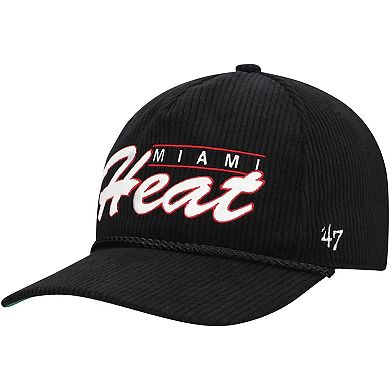 Men's '47 Black Miami Heat Double Header Sidepatch Cord Hitch Adjustable Hat