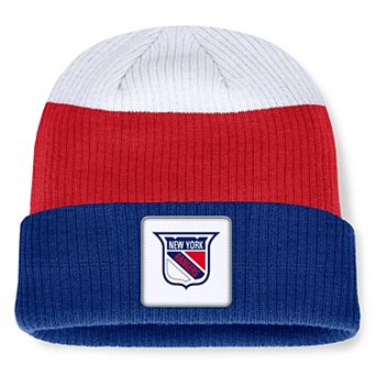 Men's Fanatics Royal New York Rangers Retro Colorblock Cuffed Knit Hat