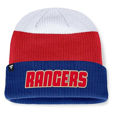 Men's Fanatics Royal New York Rangers Retro Colorblock Cuffed Knit Hat