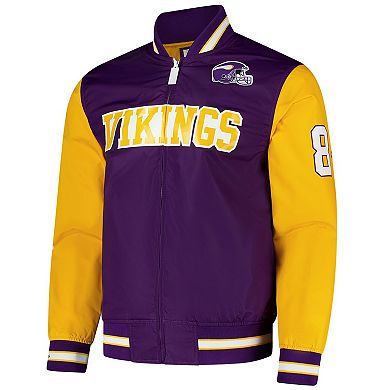 Men's Mitchell & Ness Randy Moss Purple Minnesota Vikings Retired Player Satin Full-Zip Jacket