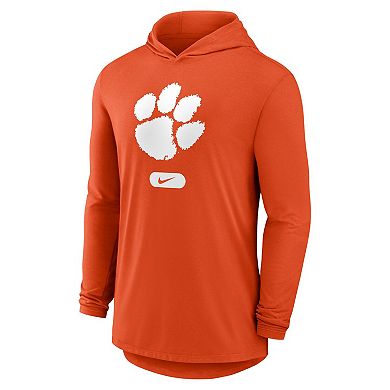 Men's Nike Orange Clemson Tigers Lightweight Performance Long Sleeve Hoodie T-Shirt