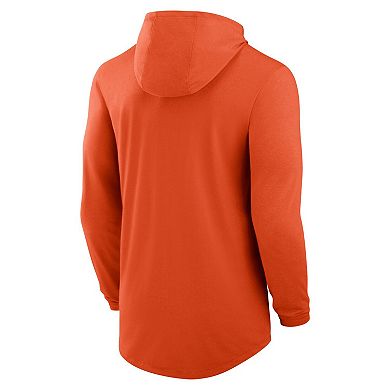 Men's Nike Orange Clemson Tigers Lightweight Performance Long Sleeve Hoodie T-Shirt