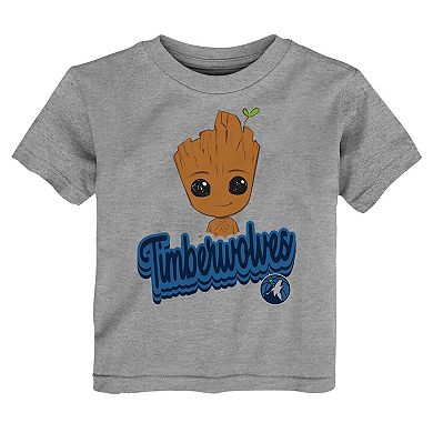 Toddler Heather Gray Minnesota Timberwolves Two-Piece Guardians Of The Galaxy T-Shirt Set