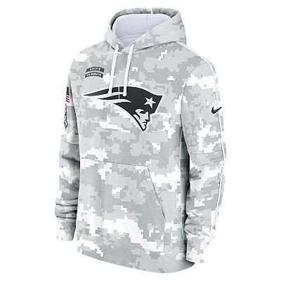 Youth Nike White Gray New England Patriots 2024 Salute To Service Pullover Hoodie