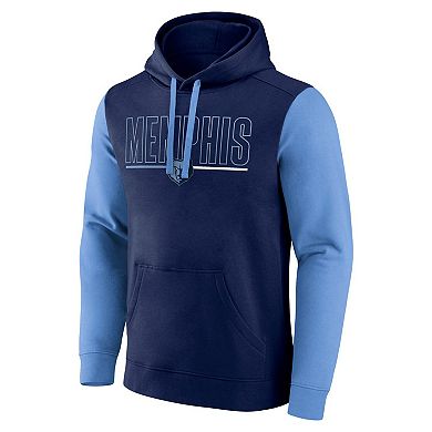 Men's Navy Memphis Grizzlies Outline Colorblock Pullover Hoodie