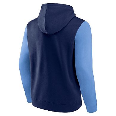 Men's Navy Memphis Grizzlies Outline Colorblock Pullover Hoodie
