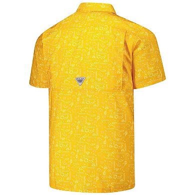 Men's Columbia PFG Gold Washington Commanders Super Slack Tide Omni-Wick Button-Up Shirt
