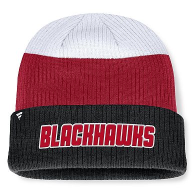 Men's Fanatics Black Chicago Blackhawks Retro Colorblock Cuffed Knit Hat