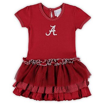 Toddler Two Feet Ahead Crimson Alabama Crimson Tide Pink Dot Tutu Dress