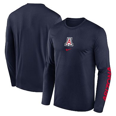 Men's Nike Navy Arizona Wildcats Primetime Center Lockup Two-Hit Legend Long Sleeve T-Shirt