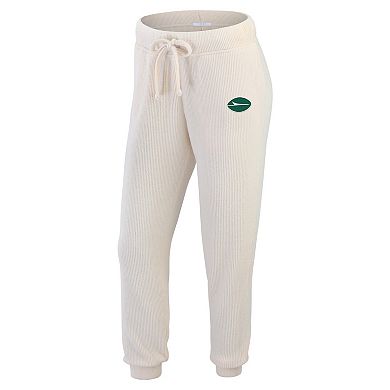 Women's WEAR by Erin Andrews Oatmeal New York Jets Rib-Knit Long Sleeve T-Shirt & Pants Lounge Set
