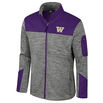 Men's Colosseum Gray/Purple Washington Huskies Guard Full-Zip Jacket