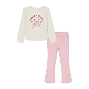 Baby & Toddler Girl Under Armour 2 pc Long Sleeve Graphic Tee & Lettuce Hem Flare Pants Set