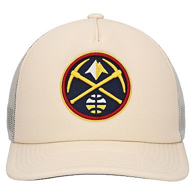 Men's Mitchell & Ness Cream Denver Nuggets Trucker Adjustable Hat