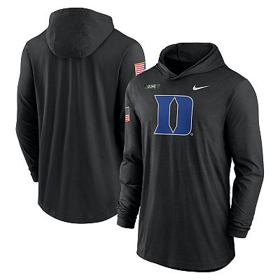 Men s Nike Black Duke Blue Devils 2024 Military Appreciation Performance Long Sleeve Hoodie T Shirt