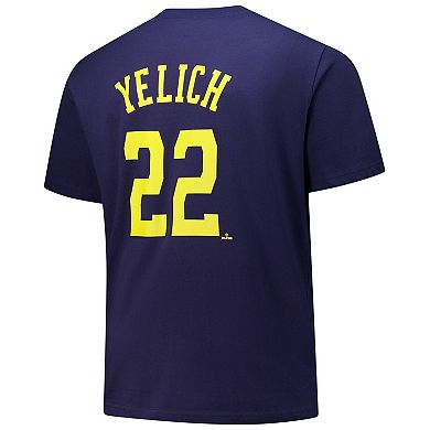 Men's Profile Christian Yelich Navy Milwaukee Brewers Big & Tall Player Name & Number T-Shirt