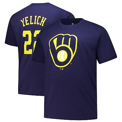 Men's Profile Christian Yelich Navy Milwaukee Brewers Big & Tall Player Name & Number T-Shirt