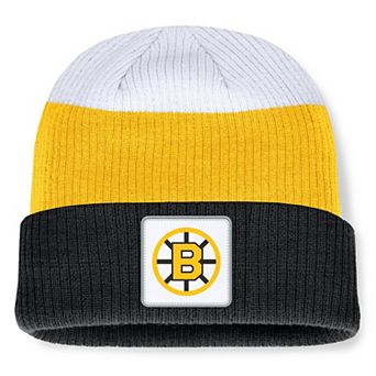 Men's Fanatics Black Boston Bruins Retro Colorblock Cuffed Knit Hat