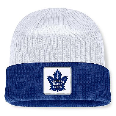 Men's Fanatics Blue/White Toronto Maple Leafs Heritage Showboat Color-Block Cuffed Knit Hat