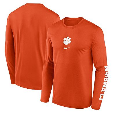Men's Nike Orange Clemson Tigers Primetime Center Lockup Two-Hit Legend Long Sleeve T-Shirt