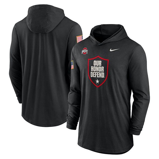 Men s Nike Black Ohio State Buckeyes 2024 Military Appreciation Performance Long Sleeve Hoodie T Shirt