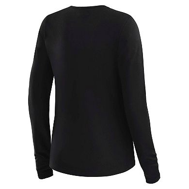 Women's WEAR by Erin Andrews x Gracie Hunt Black Denver Broncos Mesh Panel Long Sleeve T-Shirt