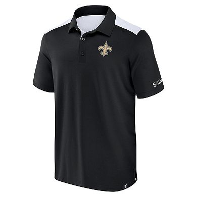 Men's Fanatics Black/White New Orleans Saints Colorblock Polo