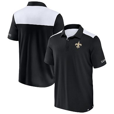 Men's Fanatics Black/White New Orleans Saints Colorblock Polo