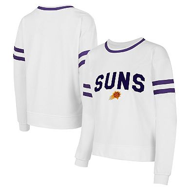 Women's Concepts Sport White Phoenix Suns Borough Pullover Sweatshirt