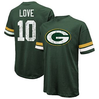 Men's Majestic Threads Jordan Love Green Green Bay Packers Name & Number Oversize Fit T-Shirt