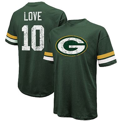 Men's Majestic Threads Jordan Love Green Green Bay Packers Name & Number Oversize Fit T-Shirt