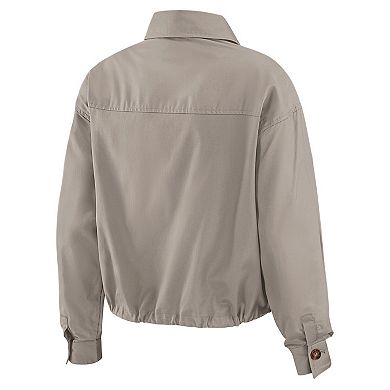 Women's WEAR by Erin Andrews Khaki Pittsburgh Penguins Cinched Button-Up Jacket