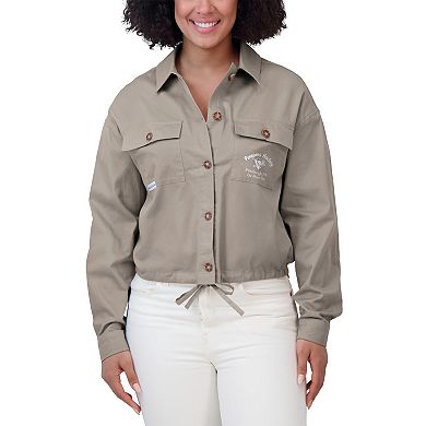 Women's WEAR by Erin Andrews Khaki Pittsburgh Penguins Cinched Button-Up Jacket