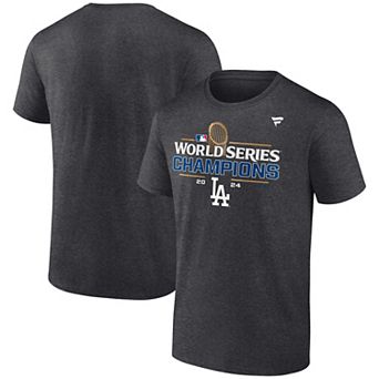 Men's Fanatics Heather Charcoal Los Angeles Dodgers 2024 World Series Champions Extended Sizes Locker Room T-Shirt