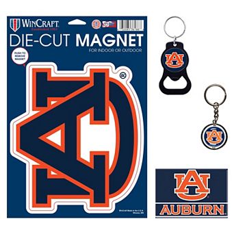 WinCraft Auburn Tigers 4-Pack Key Rings and Magnets Set
