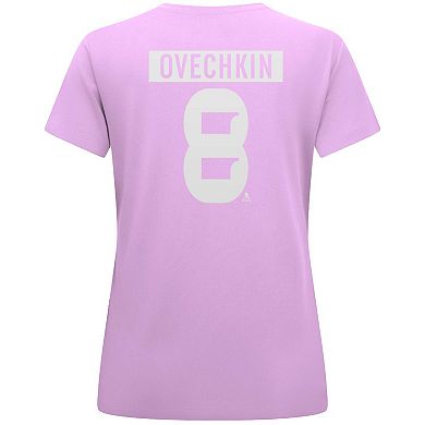 Women's Levelwear Alexander Ovechkin Lavender Washington Capitals Hockey Fights Cancer Anthem Name & Number T-Shirt