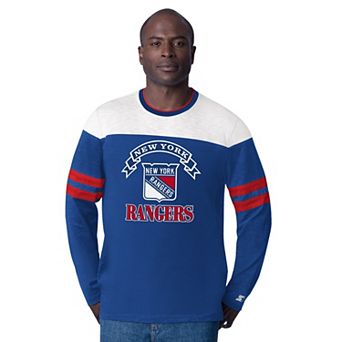 Men's Starter Blue New York Rangers Blitz Durene Long Sleeve T-Shirt
