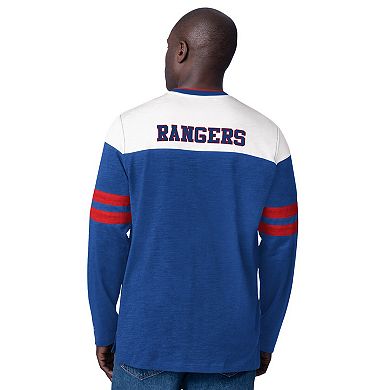Men's Starter Blue New York Rangers Blitz Durene Long Sleeve T-Shirt