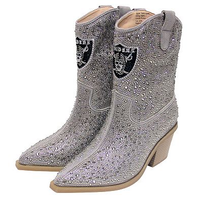 Women's Cuce Silver Las Vegas Raiders Crystal Ankle Boots