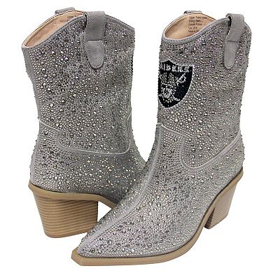 Women's Cuce Silver Las Vegas Raiders Crystal Ankle Boots