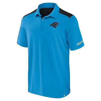Men's Fanatics Blue/Black Carolina Panthers Colorblock Polo