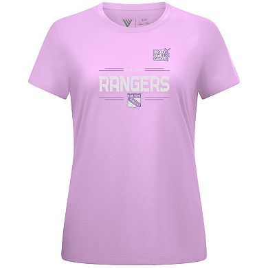 Women's Levelwear Mika Zibanejad Lavender New York Rangers Hockey Fights Cancer Anthem Name & Number T-Shirt