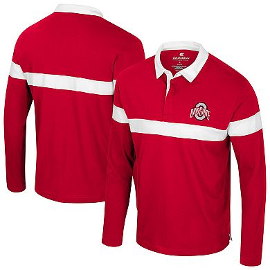 Men's Colosseum Scarlet Ohio State Buckeyes Too Cool For School Long Sleeve Polo