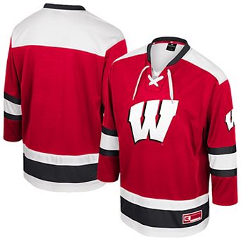 Men's Colosseum Red Wisconsin Badgers Athletic Machine Fashion Hockey Jersey