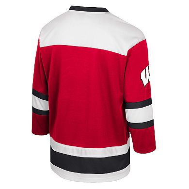 Men's Colosseum Red Wisconsin Badgers Athletic Machine Fashion Hockey Jersey