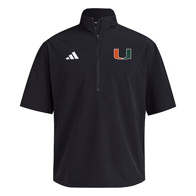 Men's adidas Black Miami Hurricanes 2024 Half-Zip Short Sleeve Training Jacket