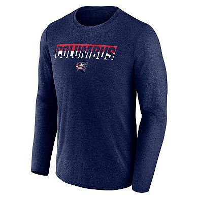 Men's Fanatics Heather Navy Columbus Blue Jackets Transition Long Sleeve T-Shirt