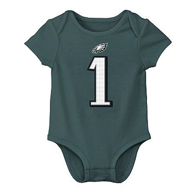 Newborn & Infant Nike Jalen Hurts Midnight Green Philadelphia Eagles Player Name & Number Bodysuit