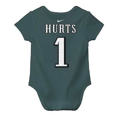 Newborn & Infant Nike Jalen Hurts Midnight Green Philadelphia Eagles Player Name & Number Bodysuit