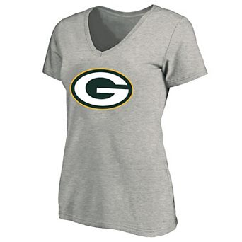 Women's Fanatics Heather Gray Green Bay Packers Plus Size V-Neck T-Shirt